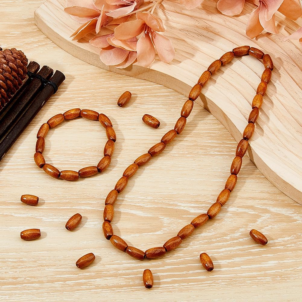 DICOSMETIC 600Pcs Wooden Beads Oval Natural Wood Beads 15x7mm Coconut Brown Macrame Bead Large Hole Loose Bead for DIY Bracelet Jewelry Making Party Decor - Image 5