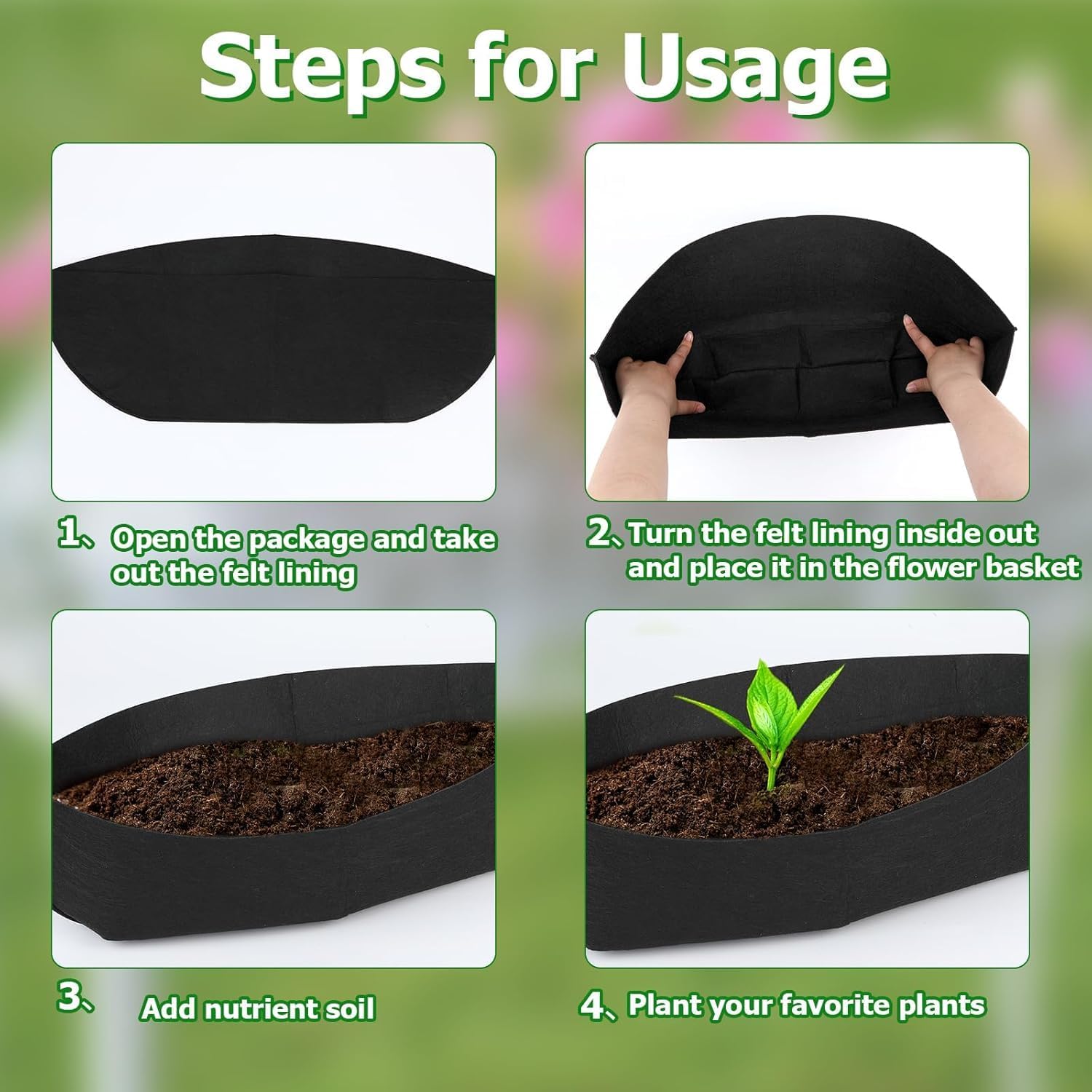 Augshy Planter Liners for Window Box, 24 Inch 4Pcs Non-Woven Plant Inserts image 3