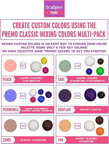 Miniatura 4 de Sculpey Premo: Multipack - Classic Mixing Colors - 12 Shades, 1oz Bars, Sampler Pack, Non-Toxic, Sculpt-Model Projects, Adult Arts-Crafts Supplies