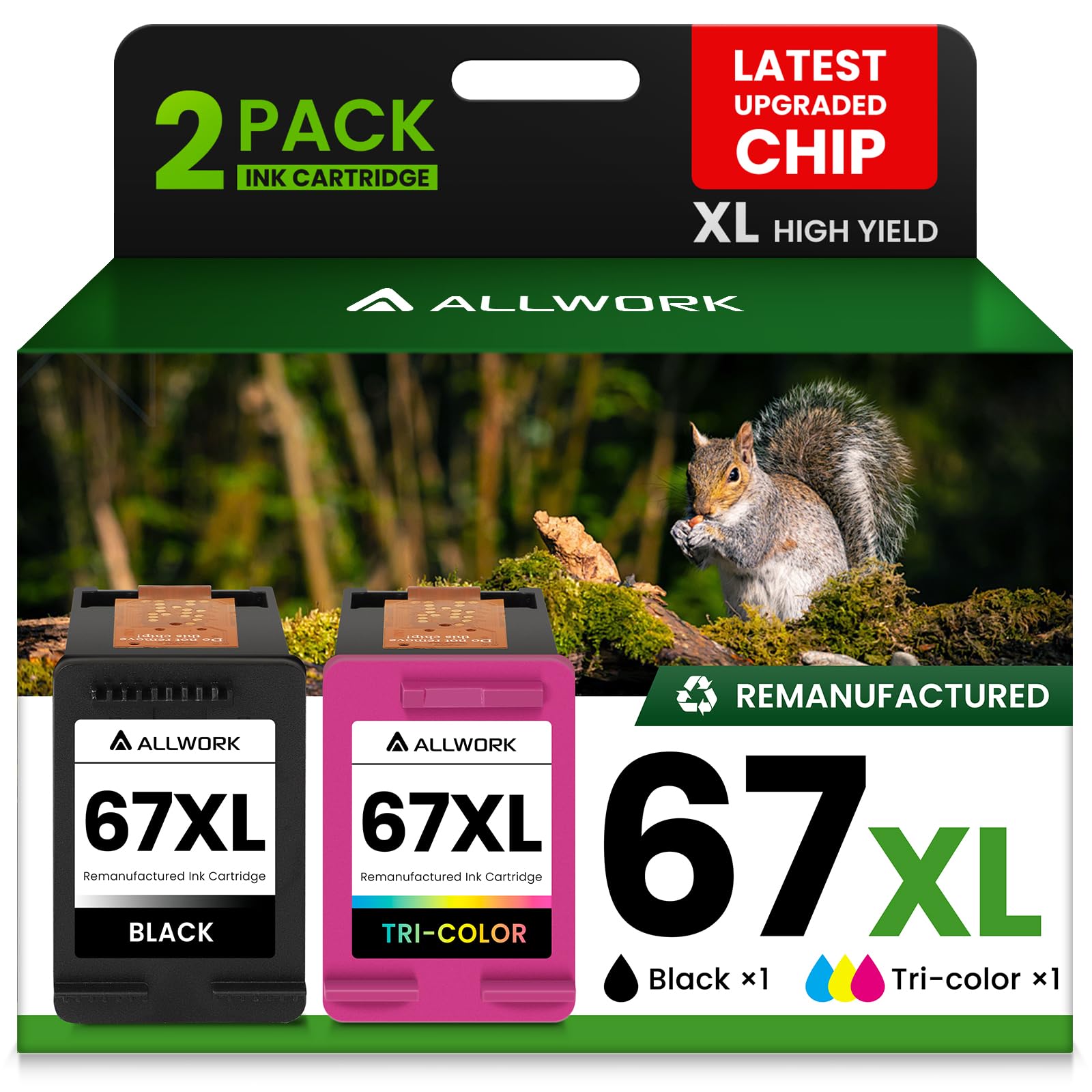 Photo 1 of **8BLACK CARTILAGE IS EMTPY***
67XL Ink Cartridge Replacement for HP 67 XL Remanufactured for HP Ink 67 67XL for DeskJet 2755e 2700 2855e 2800 2752 2742e 4155e 4255e 4100 Envy 6055 6055e 6455e Printer 2-Pack Black Tri-Color