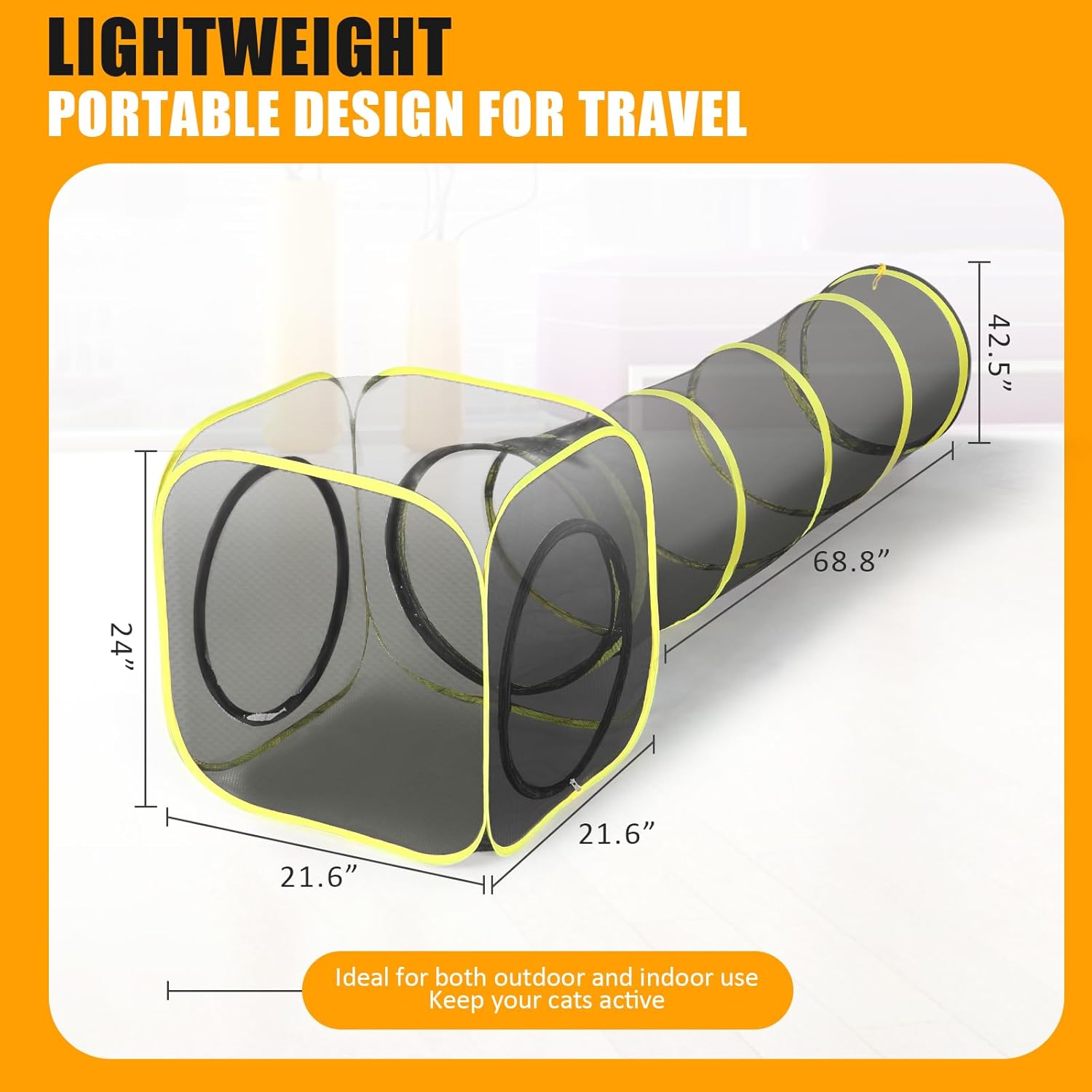 wilwolfer- Cat Tents for Outside- Mesh Outdoor Cat Tents- Outside Cat Enclosure for Indoor Cats- Indoor and Outdoor Pop up Cat Playpen for Fun (One Cube and One Tunnel)