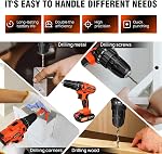 EFAN 21V Cordless Power Drill Combi Driver Electric Screwdriver Tools Kit,2 Variable Speed 25+1 Torque Setting,29pcs Drill/Driver Bits,Orange