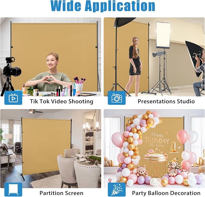 Backdrop fotográfico con ancho ajustable, tela gruesa y opaca para estudio, fiesta o video, perfecto para biombo o pantalla de privacidad (Caqui, 6 pies x 6 pies) miniatura 5