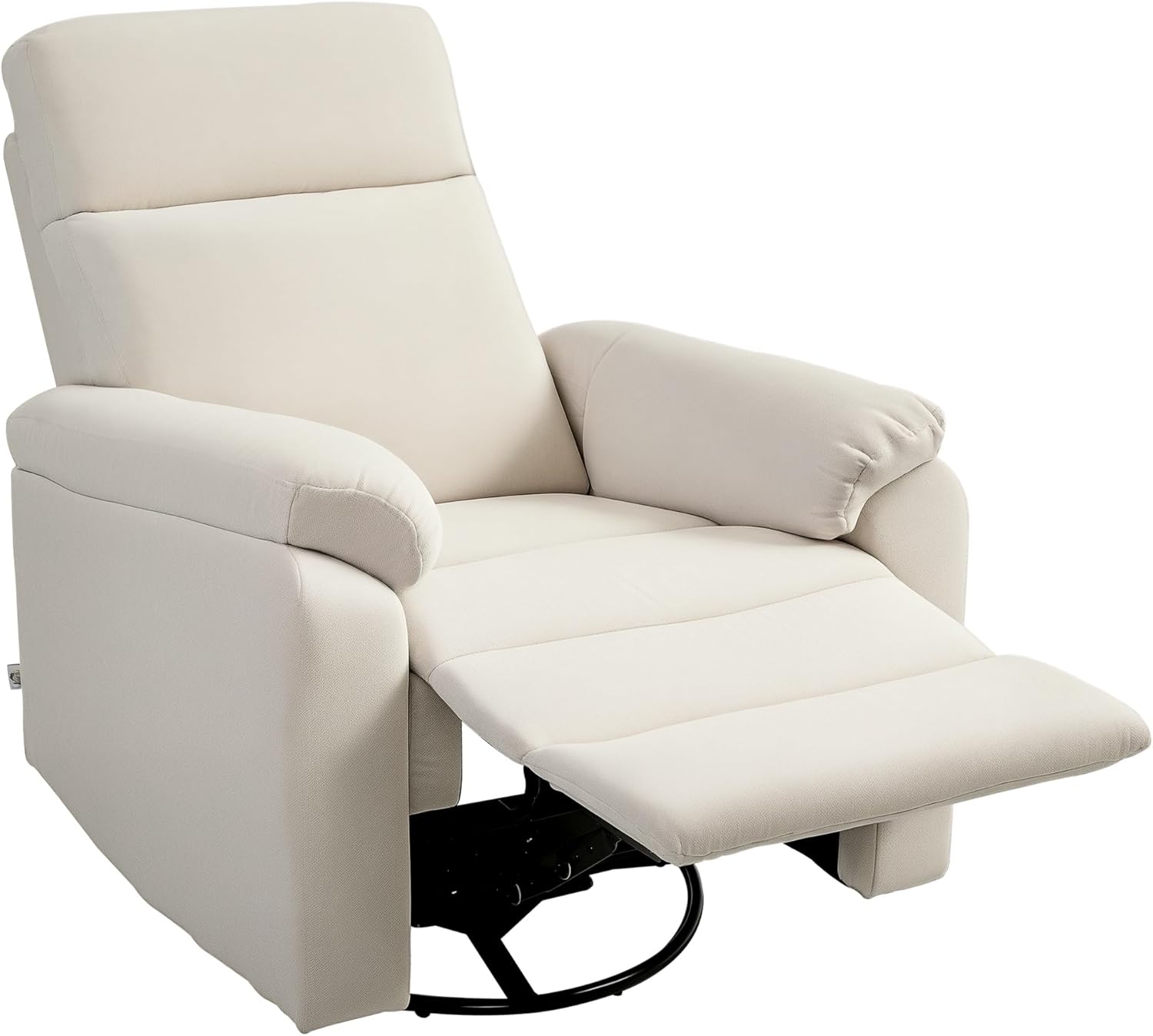 HOMCOM Swivel Rocker Recliner Chair, Wide Glider Rocking Single Sofa with Pocket Spring, Footrest, Modern Fabric Overstuffed Reclining Chair for Living Room, Bedroom, Quick Assembly, Cream White