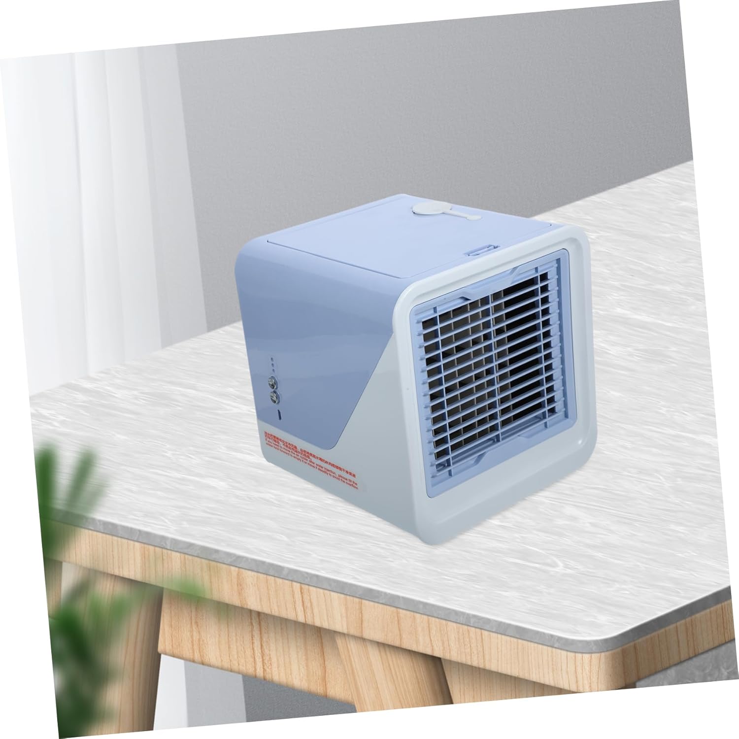 Cabilock Adjustable Tabletop Cooling Fan Device Mini Air Cooler Sky Blue Pattern Handheld Personal Fan for Household Office