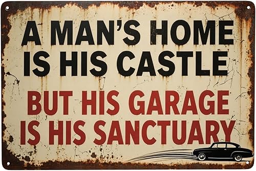 Letrero de metal con diseño de cueva de hombre, accesorios de garaje para hombres, decoración de pared divertida y vintage para garaje, decoración