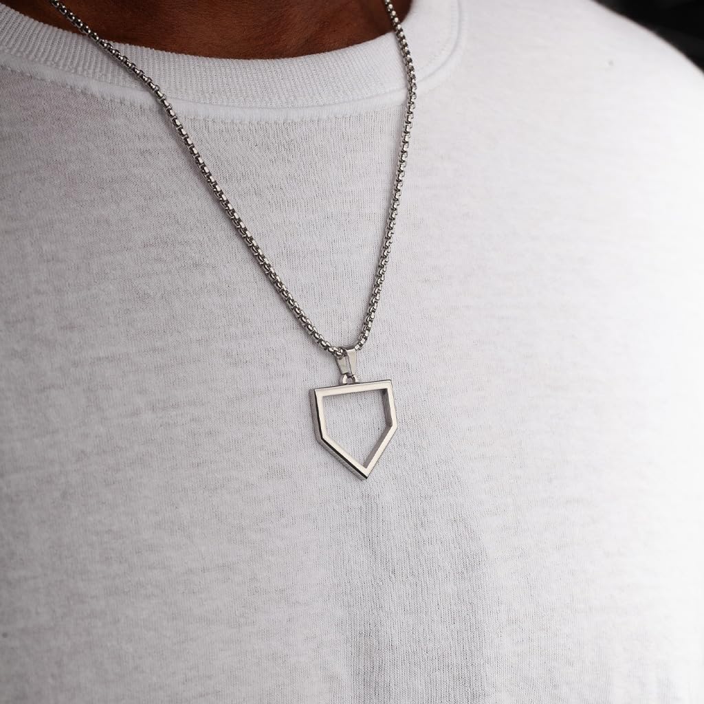 FlowX Jewelry Home Plate Pendant Necklace - Baseball Chain