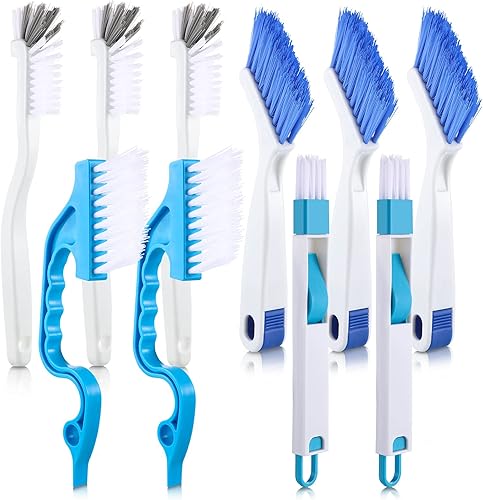 Cepillo de limpieza pequeño de 10 piezas, pista deslizante de puerta de ventana para limpiar fregadero, baño cocina borde esquina lechada, puerta