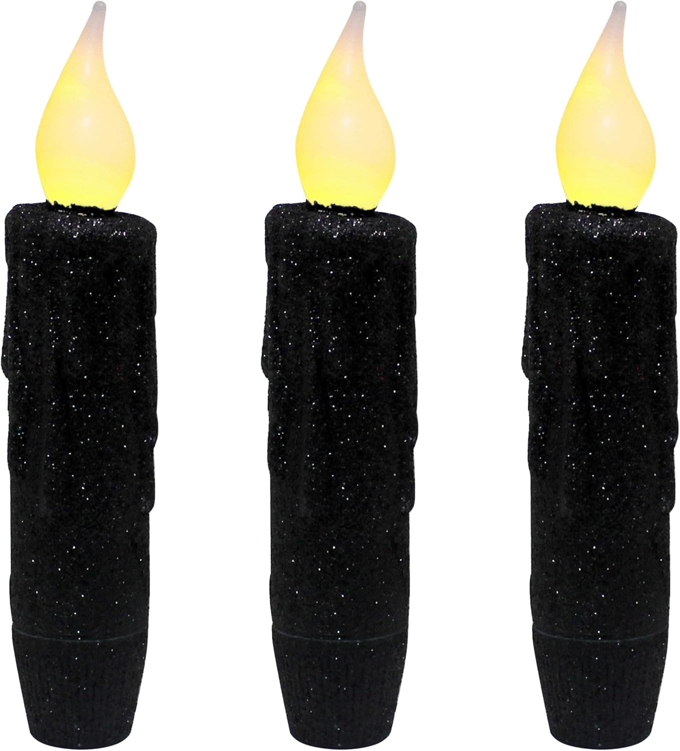CVHOMEDECO. Glitter Flameless Candles Flickering Battery Operated LED Taper Candles with Timer for Home, Wedding, Halloween, Christmas Decor. Red, 4-3/4 Inch, Set of 6