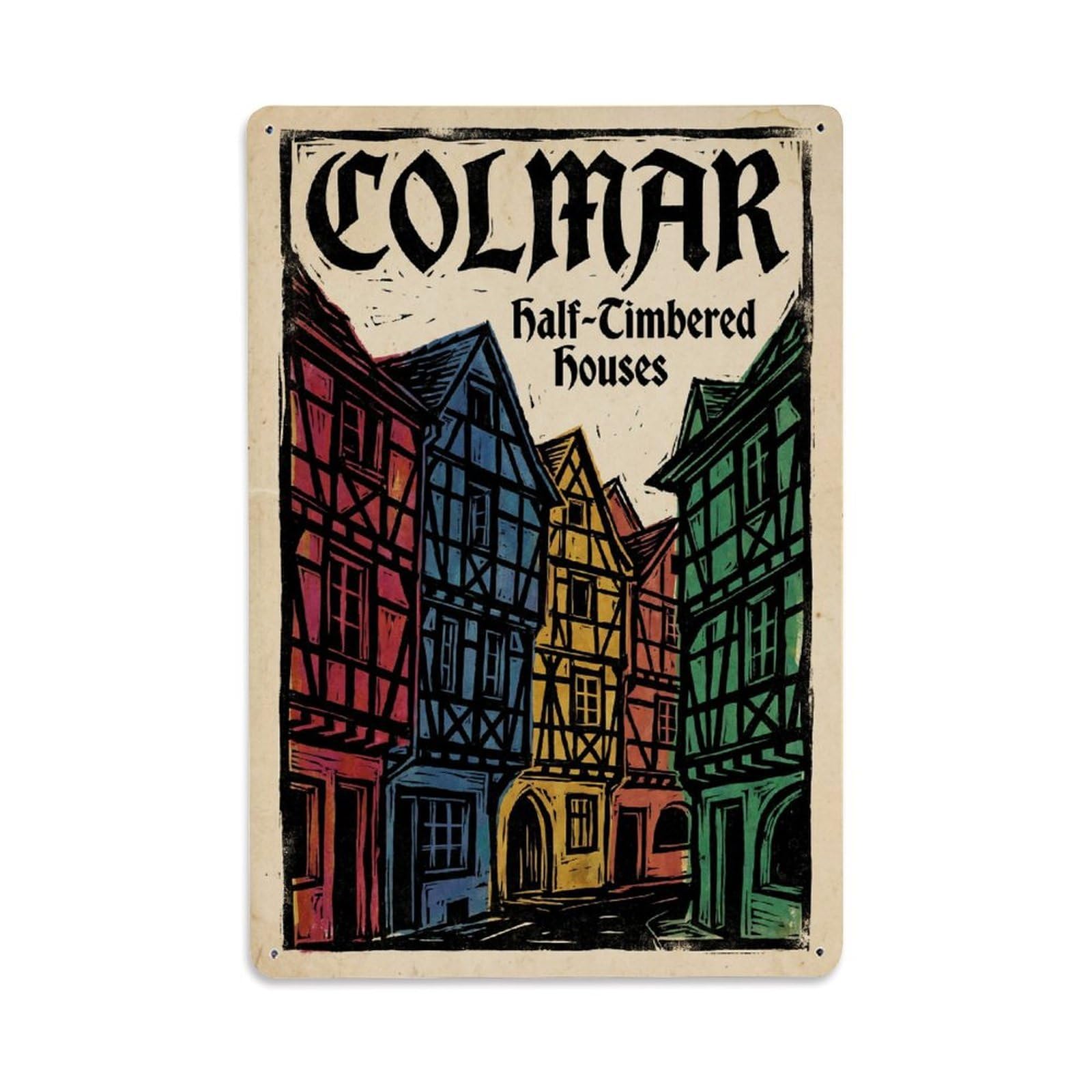 Gead 8X12inch Style Vintage Travel France Houses Metal Tin Sign