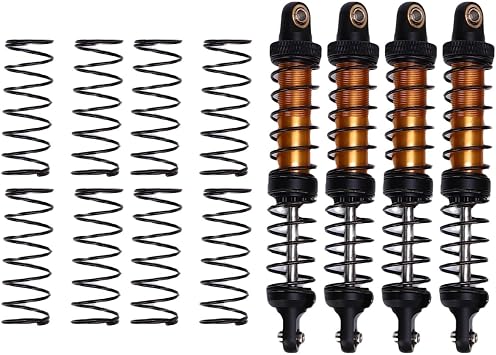 Metal RC Car Shock Absorbers High Strength 90mm Dual Stage Spring RC Shocks for 1/10 Scale with 8 Springs, Compatible with Crawlers or Off Road Vehicles Gold