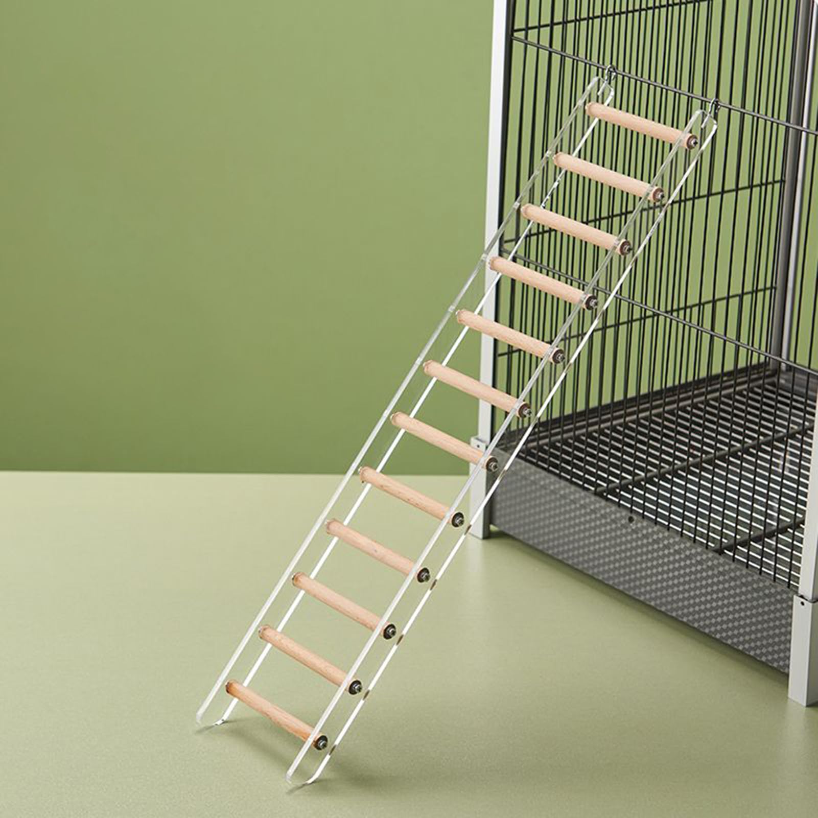Bird Ladder Perch, Cage Climbing Accessory, 3.94x9.84in Exercise Toy Ladder, 360° Rotating Hook, Authentic Safe Material for Parakeets, Parrots, Cockatoos, Lovebirds, Indoor