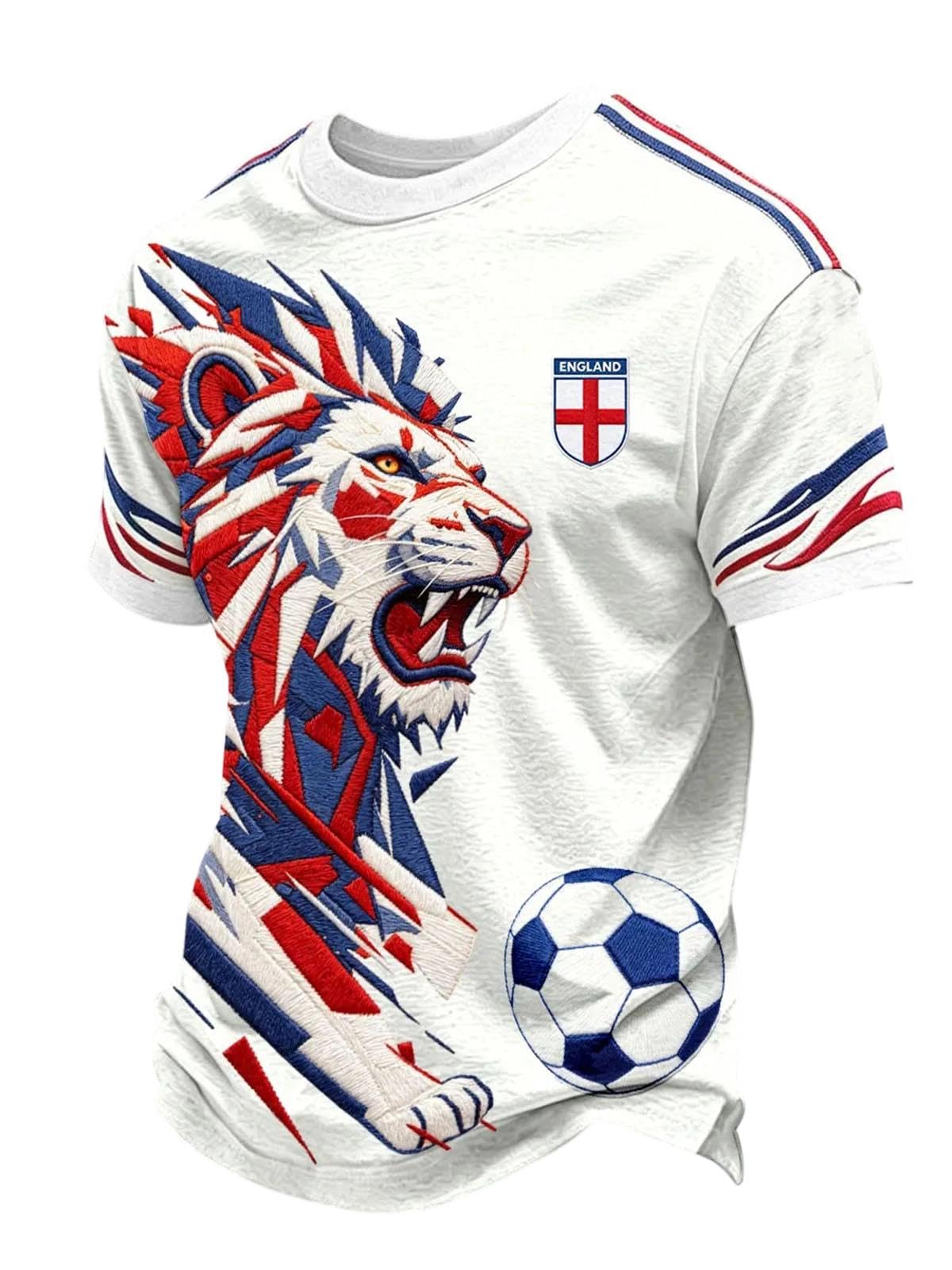 England World Cṳp Football Shirt 2026 Short Sleeve T Shirt for Supporters of Football Casual Lions Print Crewneck Top Outdoor Sports Shirts for Men