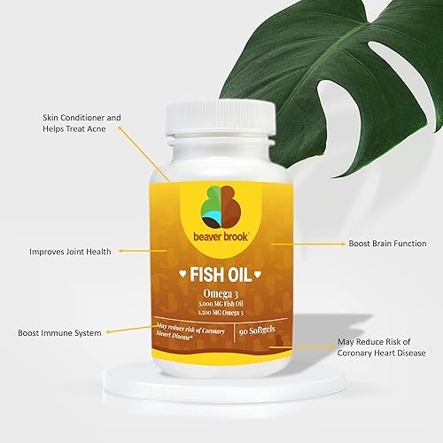 Miniatura 3 de Beaver Brook Aceite de pescado 3000 mg con 1500 mg de Omega 3, apoya la salud del corazón, el desarrollo cerebral y el bienestar general - 90
