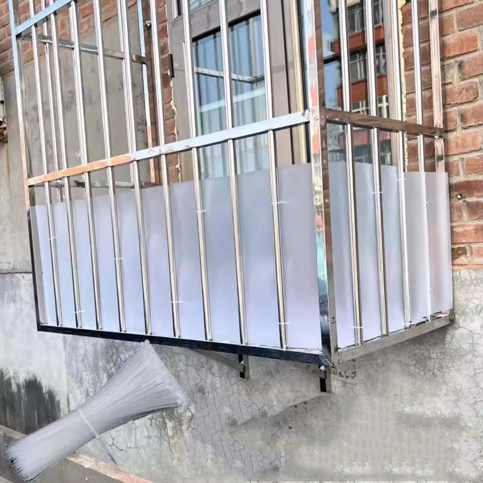 Na zewnątrz, na balkon, nieprzezroczyste ogrodzenie z żywicy UV, odporne na warunki atmosferyczne, na taras i okno, 122 x 1000 cm, idealne do ochrony ogrodu i patio