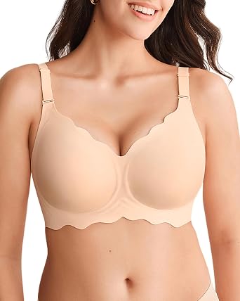 SHARICCA Smooth Bra Women's Without Underwire Deep V-Neck Push Up Bras Bralette Soft Comfortable Bra Non-Wired Bustier