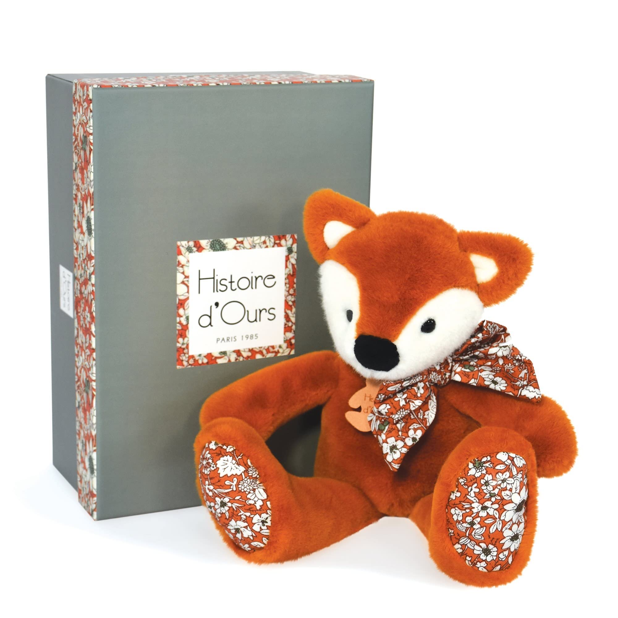 HISTOIRE D'OURS - Peluche Renard - Orange - 25 Cm - Collection Copains Câlins - avec Boîte Cadeau - Doudou Tout Doux - Idée Cadeau de Naissance et Anniversaire Filles et Garçons - HO3124