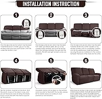 Vista 6 de TAOCOCO Fundas para sofá reclinable, 8 piezas, fundas elásticas para sofá grande de 3 asientos, fundas reclinables, protector de muebles
