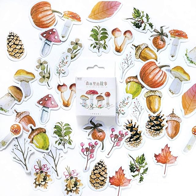 46Pcs Forest Leaves Plants Pumpkin Sticker Autumn Stickers Scrapbooking Sticker for Scrapbook Journal Calendars DIY Craft