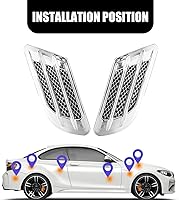 Vista 3 de ZKFAR ZACT04-SI - 2 piezas de cubierta de salida de aire para capó del motor, calcomanías de ventilación de malla lateral de automóvil, 8.6 x 3