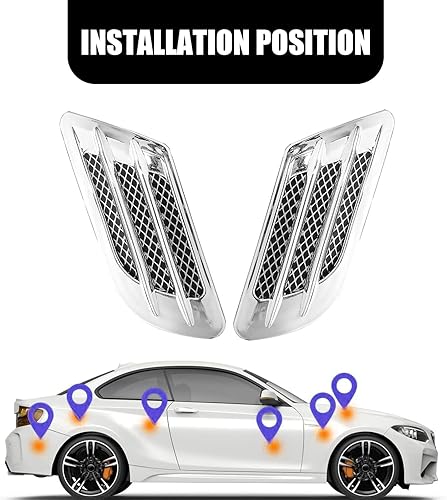 Miniatura 3 de ZKFAR 2 piezas de cubierta de salida de aire del capó del motor, calcomanías de ventilación de malla lateral del automóvil, 8.6 x 3 pulgadas,