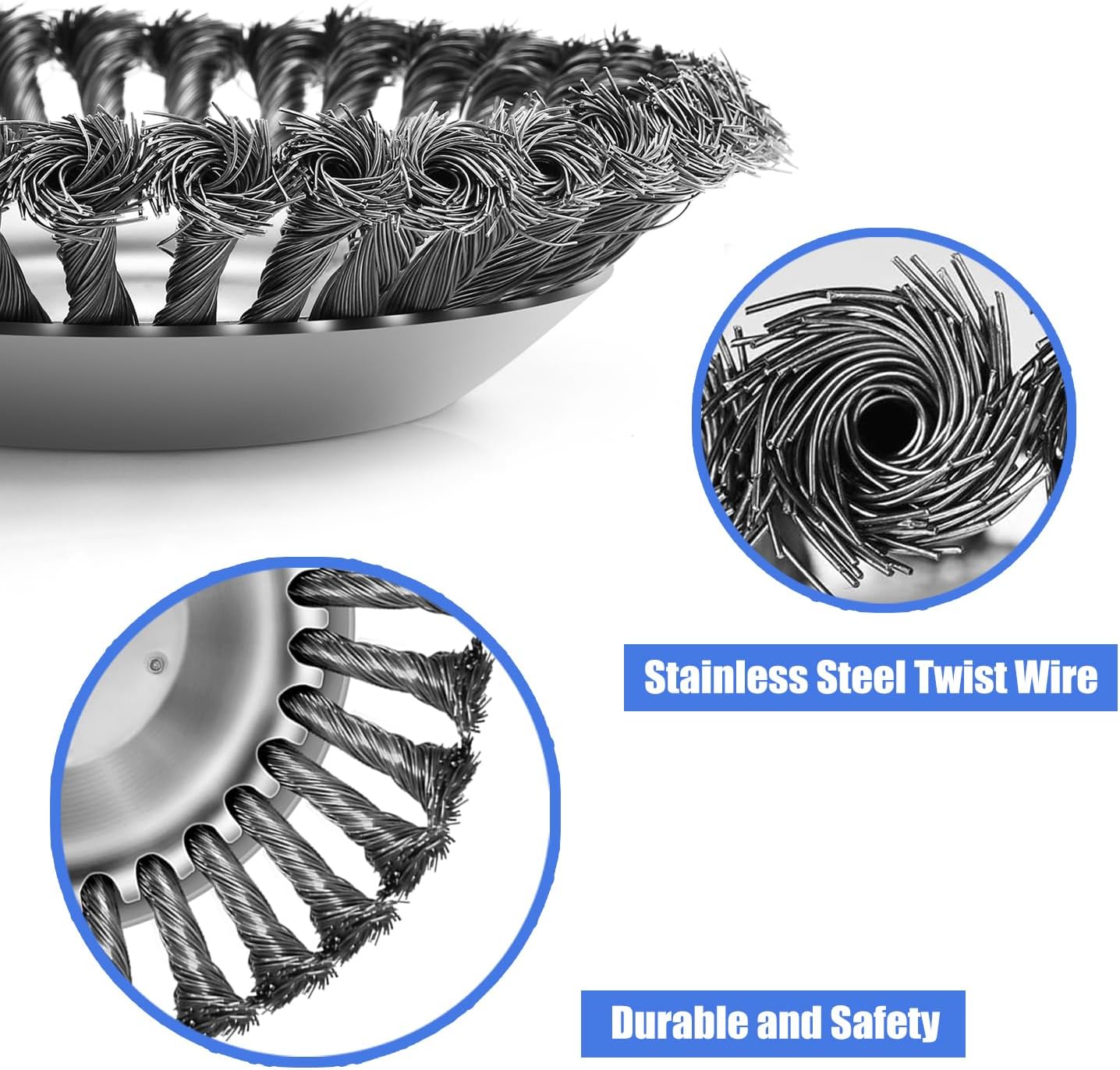 NeJesZoe 8 Inch Steel Wire Rotary Weed Brush Cutter Trimmer Head for Weed Cutter Eater, Unbreakable Wired Trimmer Blade, Weed Trimmer Eater Head with Adapter Kits for Moss Grass Rust Removal