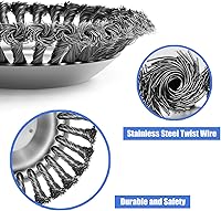 Vista 4 de 8 Inch Steel Wire Rotary Weed Brush Cutter Trimmer Head for Weed Cutter Eater, Unbreakable Wired Trimmer Blade, Weed Trimmer Eater Head with Adapter