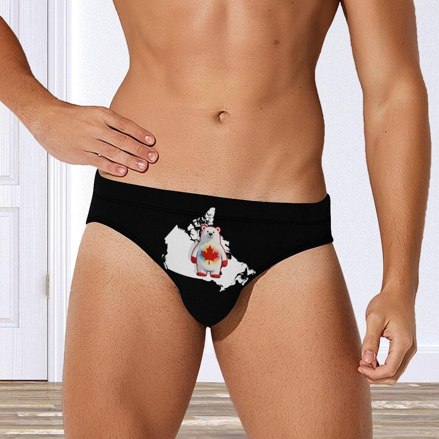 Canada Bear Men's Swimwear Bikini Swimming Briefs Stretchy Swimsuits Board Surf Shorts Trunks