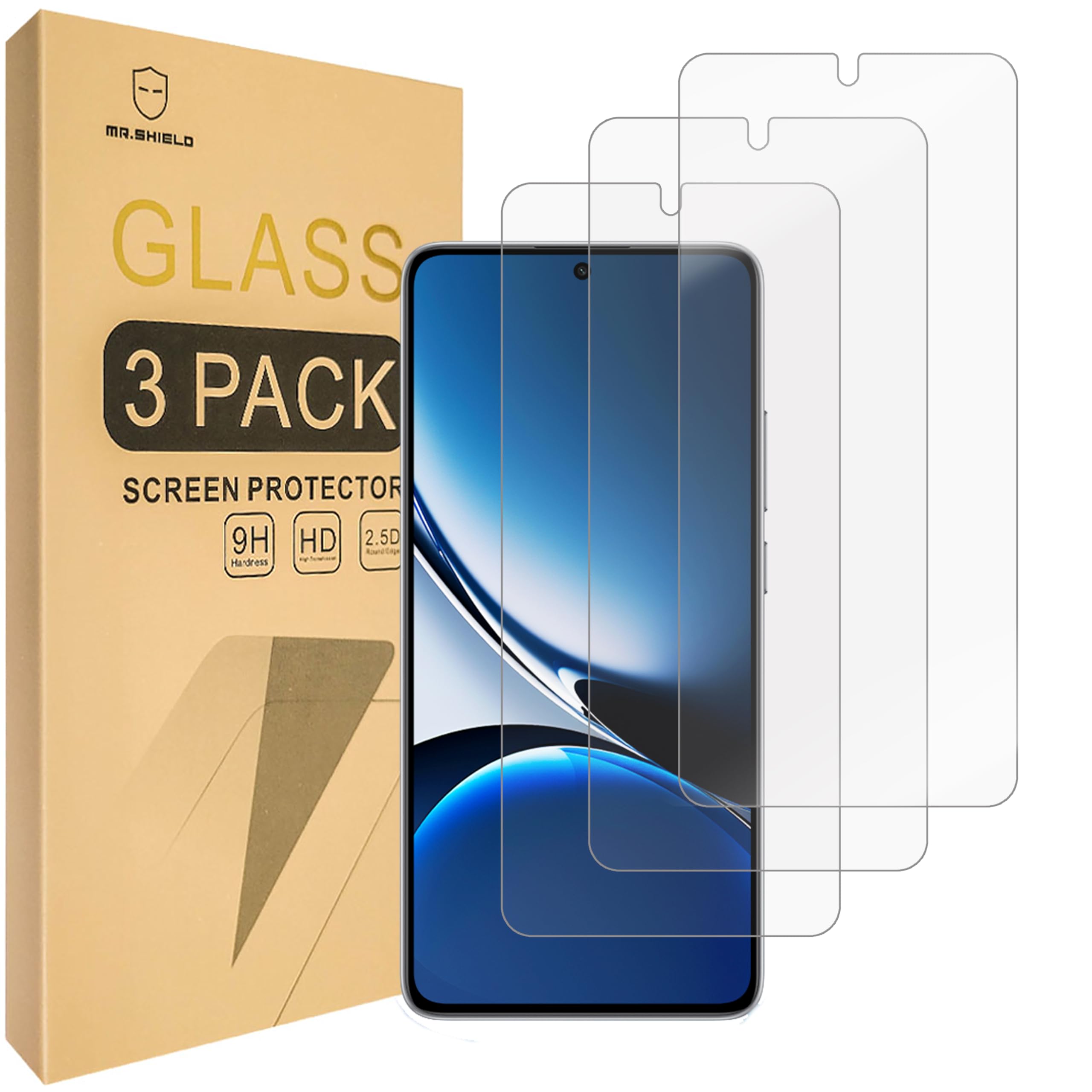 Mr.Shield Screen Protector compatible with Xiaomi Poco X7 Pro/Redmi Turbo 4 [Tempered Glass] [3-PACK] [Japan Glass with 9H Hardness]