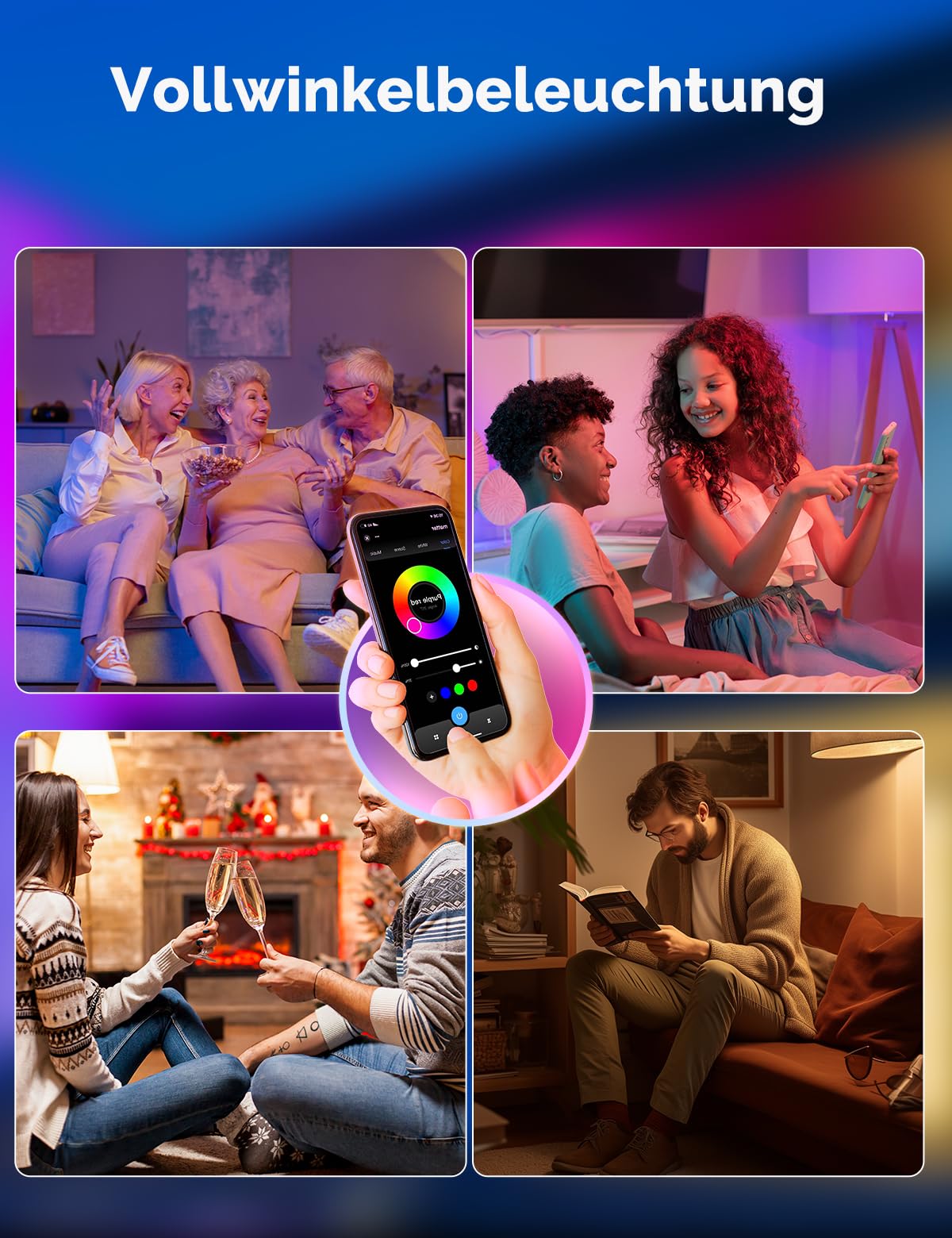 MOES Matter Alexa Smart Glühbirne GU10, WLAN RGB LED Lampe, Dimmbar, 2700K-6500K Warmweiss & Kaltweiß, Musiksynchronisation, 16 Mio. Farben, Kompatibel mit Apple Home&Alexa & Google Home 4Pack