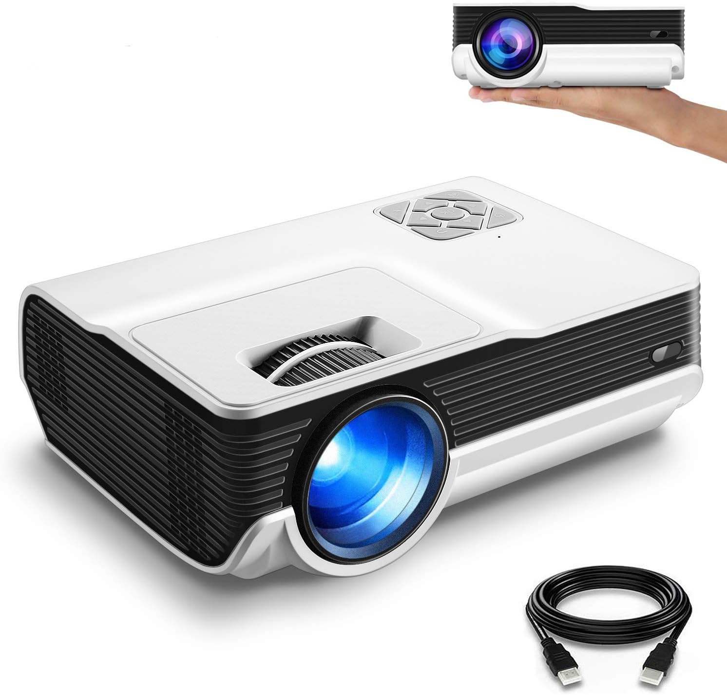 Funlites Upgraded Mini Projector, Full HD 1080P & 200" Display Supported, Portable Movie Projector Compatible with Phone,VGA,HDMI, AV, Laptop, USB