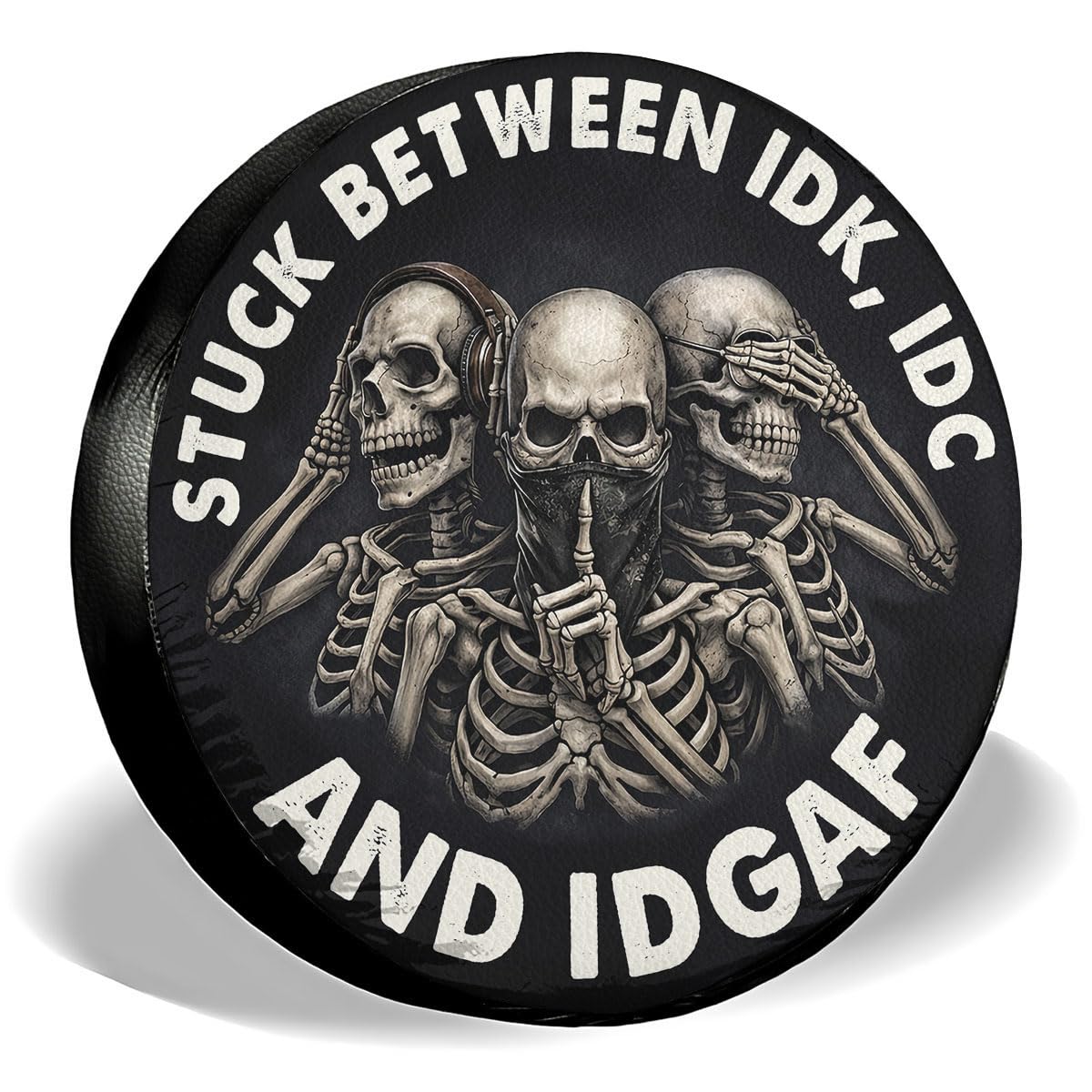 GENANY Skull Scary Father's Day PVC Spare Tire Cover for RV Trailer, Waterproof, No Camera Hole, Size 14 Fits 24-27 Inch