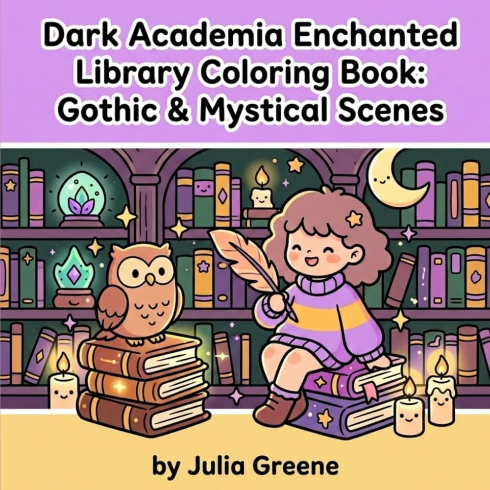 Dark Academia Enchanted Library Coloring Book: Gothic & Mystical Scenes