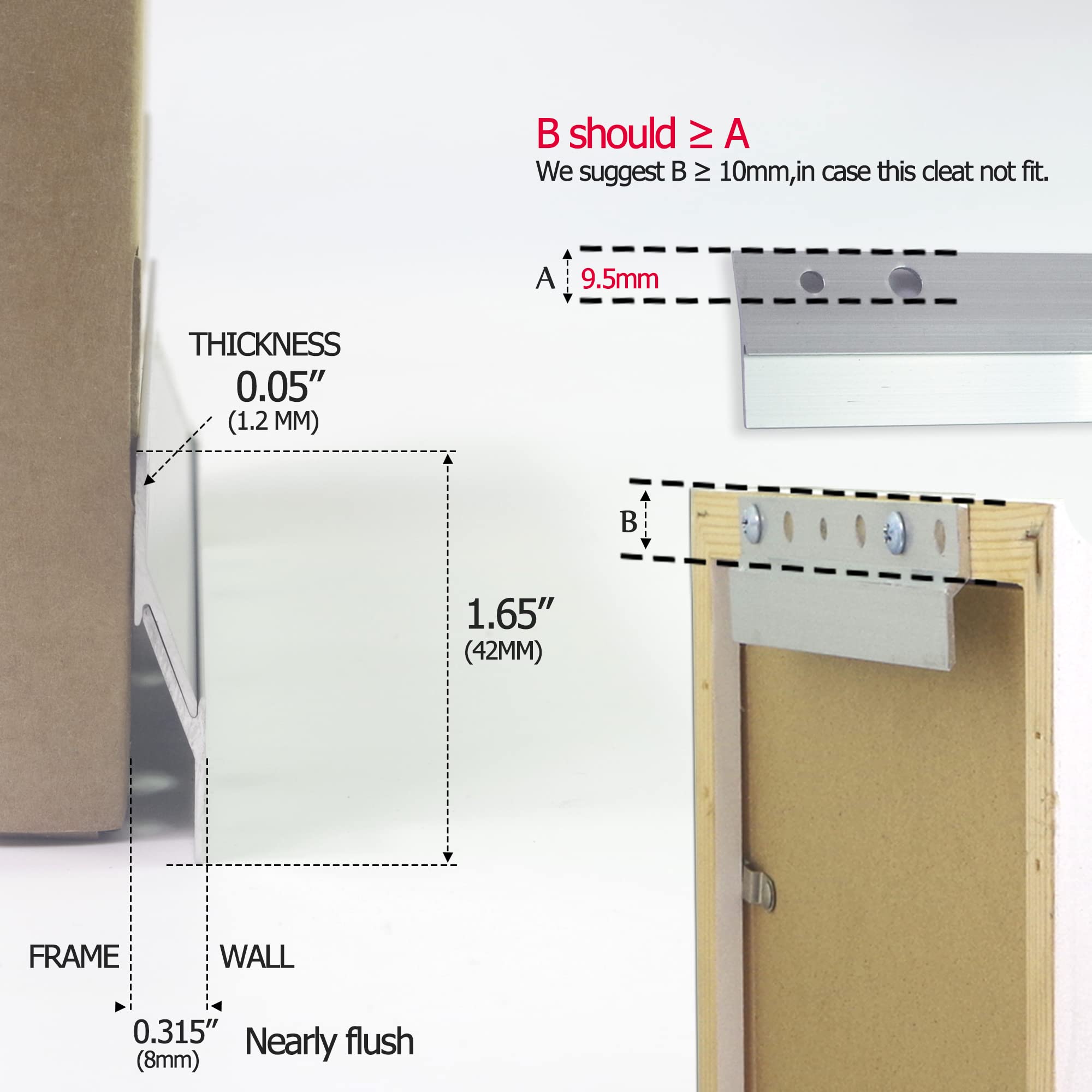Französische Klampe Bilderaufhänger – 15,2 Cm, Aluminium, 4 Stück, Trägt Bis 27,2 Kg, Für Spiegel & Whiteboards