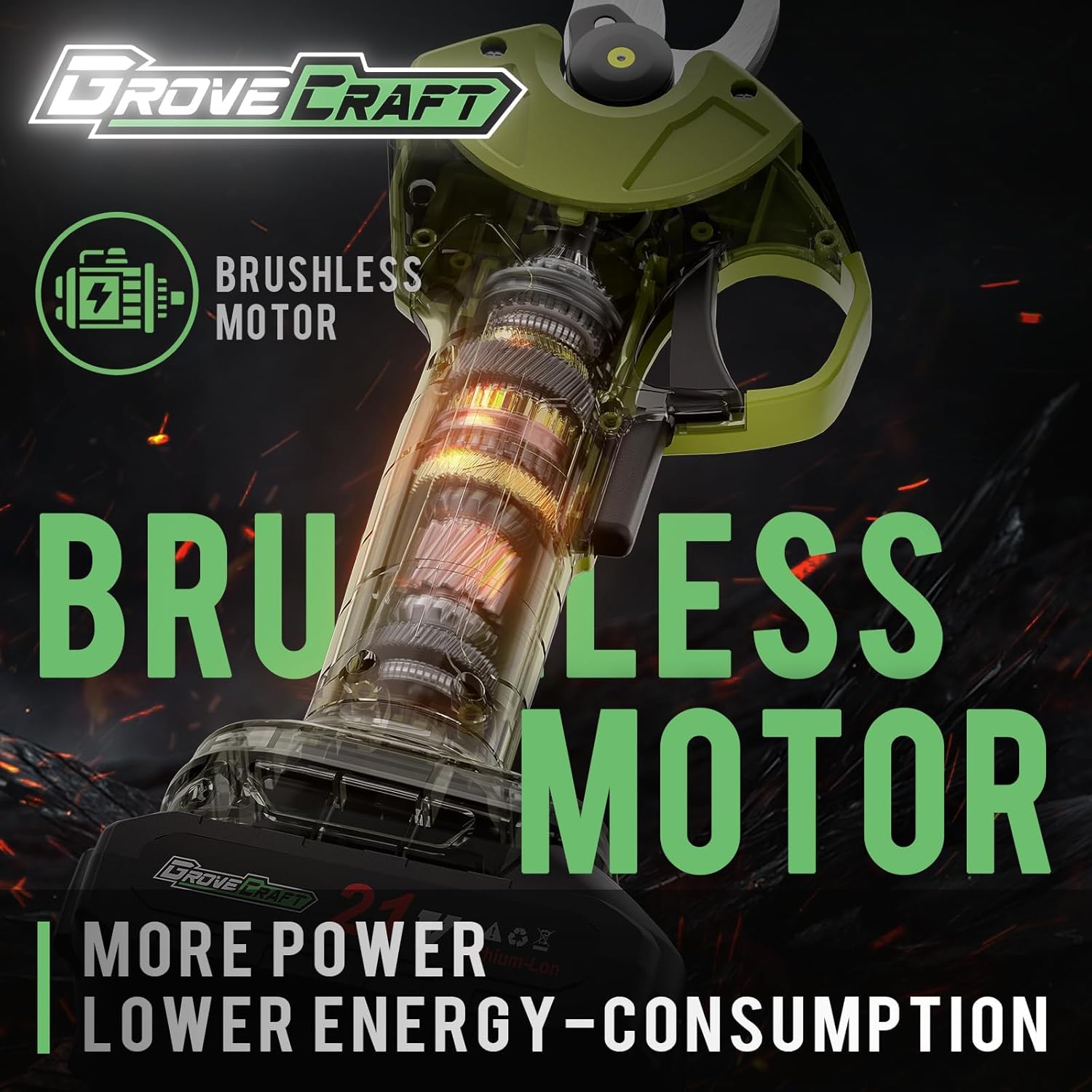 20V 2-in-1 Brushless Pole Pruning Shear with 2 Battery, Battery Powered Cordless Electric Pruning with Lubricant, 1-Inch Cutting Diameter Tree Pruner(Fast Charger Included)