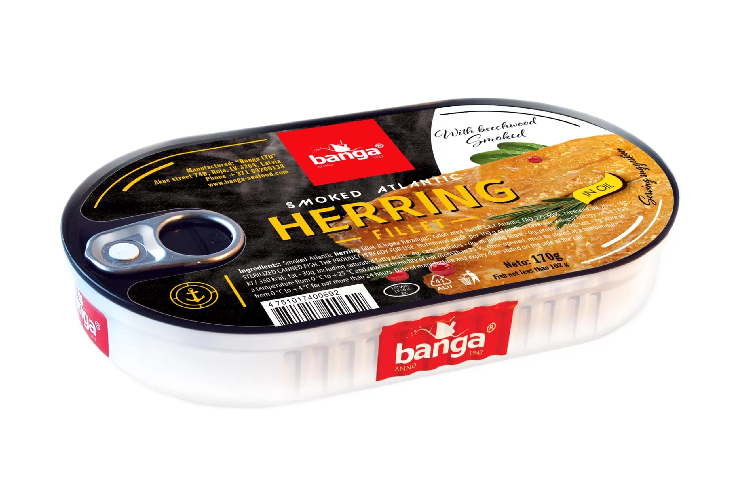 Banga Smoked herring fillet in oil 170g