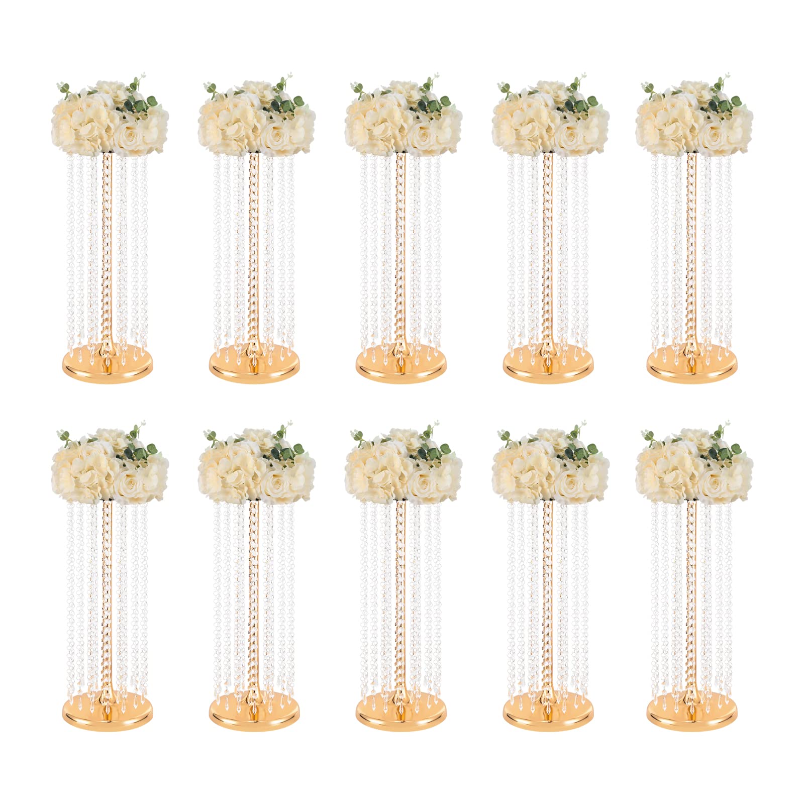 Blumenkugel, 10pcs Künstliche Blumenstrauß mit Sockel Blumenkugeln für Hochzeit Partei Tischaufsätze Blumenarrangement Heim Küche Dekor, Champagner