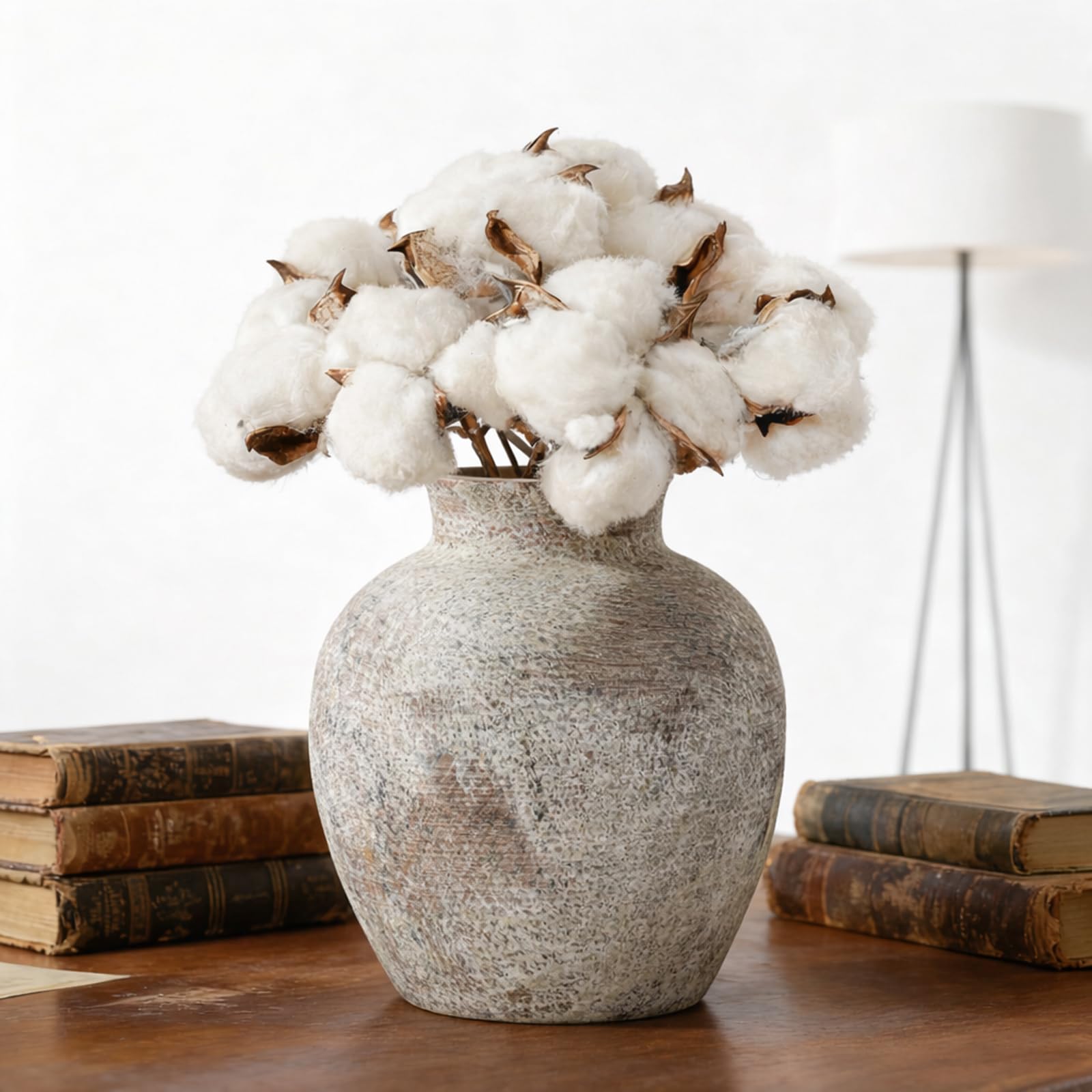 6.1 Inch Ceramic Vase，Rustic Bohemian Terracotta Vase,Wabi-Sabi Style, Handmade Farmhouse Vase,Suitable for Home décor, Tables, Living Rooms, entryways, Fireplace Decorations, and Weddings