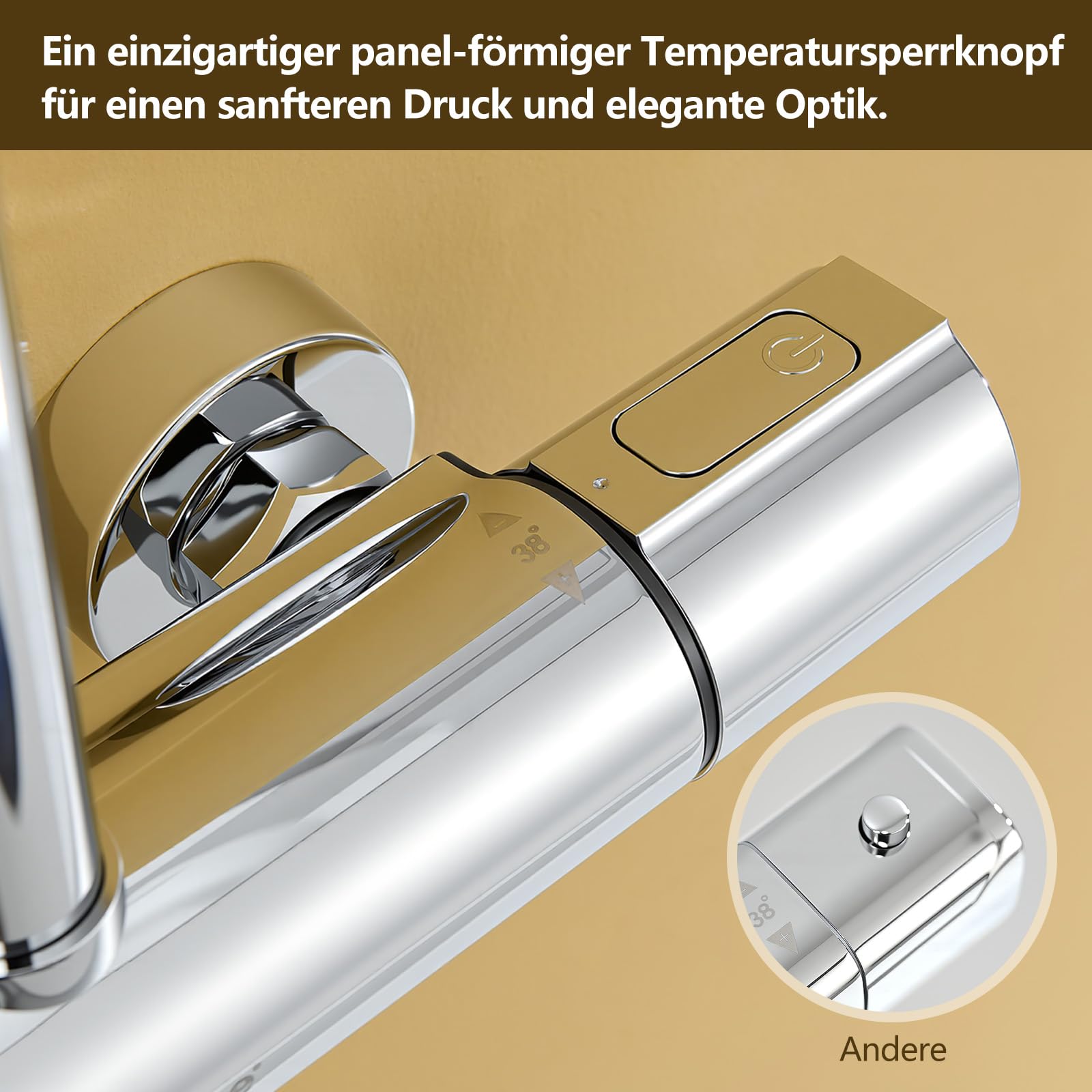 Duschsystem mit Thermostat Edelstahl Regendusche 25cm Handbrause 3 Strahlarten Duscharmatur Komplettset Höhenverstellbar mit Anti-Verbrühungsschutz Wassersparend Einfach Installieren