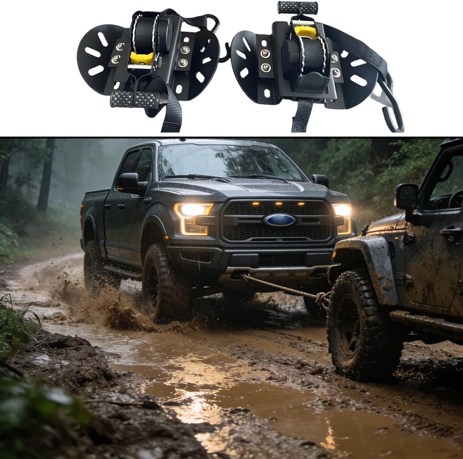 Pair of Retractable Winch Straps Heavy Duty 1500LB Capacity Easy Install S Hook Winch