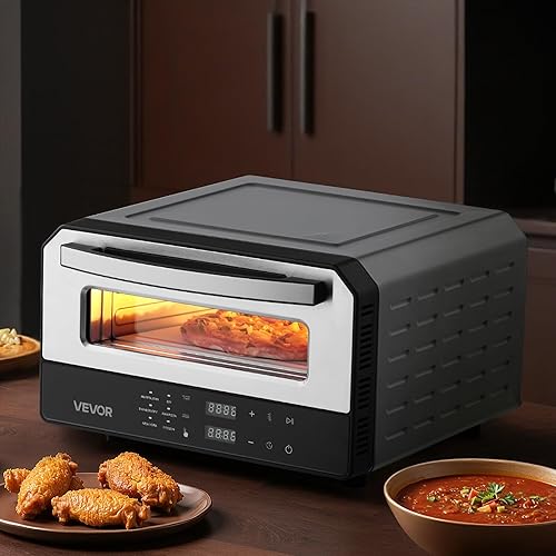 Miniatura 8 de VEVOR Horno eléctrico para pizza, máquina inteligente para hacer pizzas para interiores con 5 preajustes, olla de pizza de encimera de 12 pulgadas