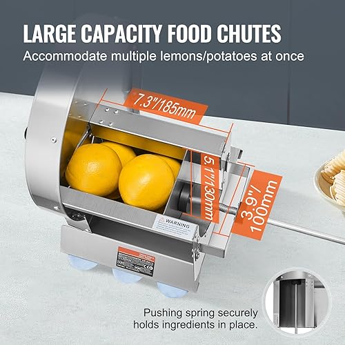 Miniatura 4 de Happybuy Cortador manual de frutas vegetales, ajustable de 0 a 0.472 in de grosor, cortador de acero inoxidable con 2 cuchillas adicionales, para