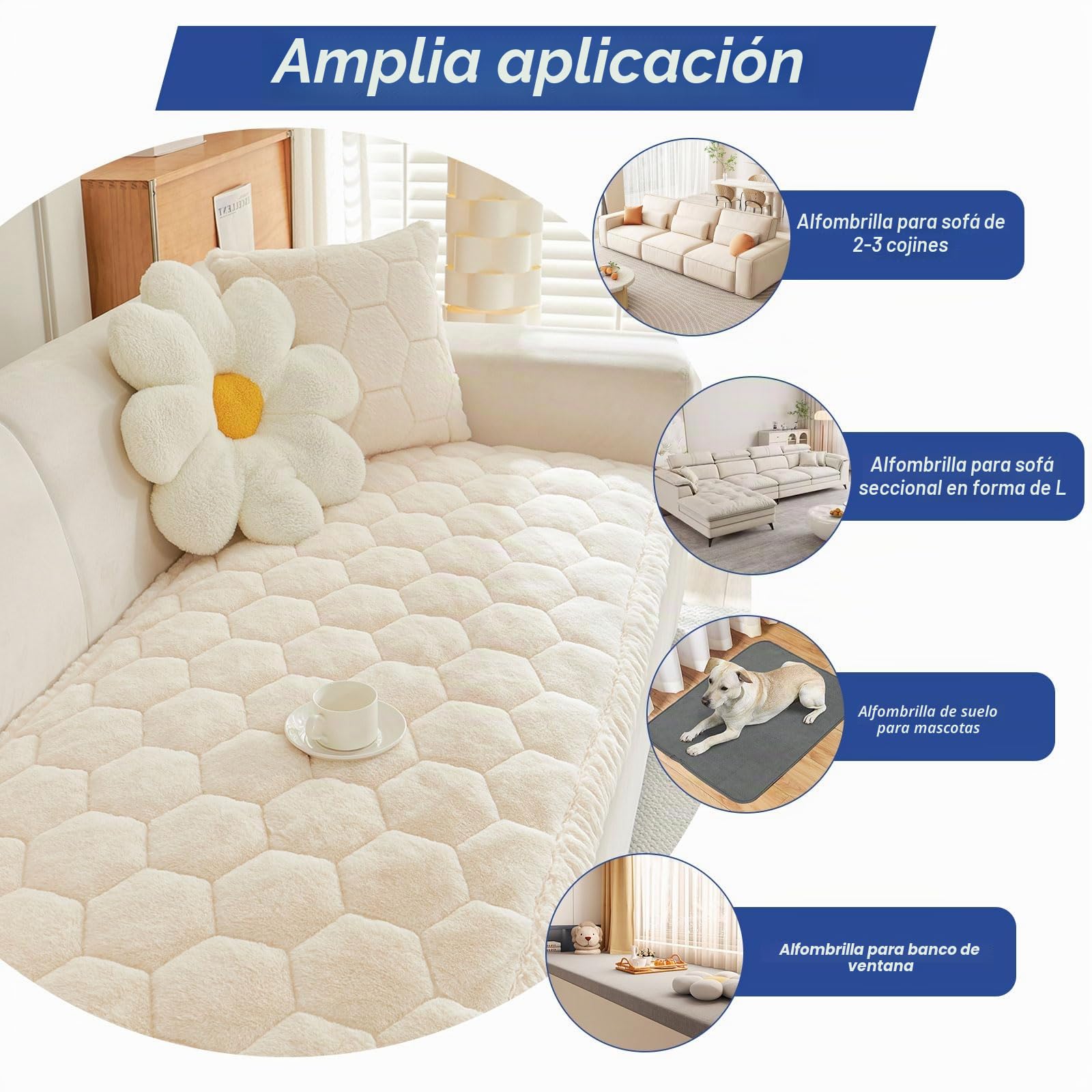 GKXLH Nuevo Fundas de Sofa Grueso - Suave Franela Universal Funda de Sofa 2, 3, 4 plazas, Antideslizante Funda de Sofa Lavable, funda de sofa chaise longue Protector de muebles (Beige Blanco,70x150cm)