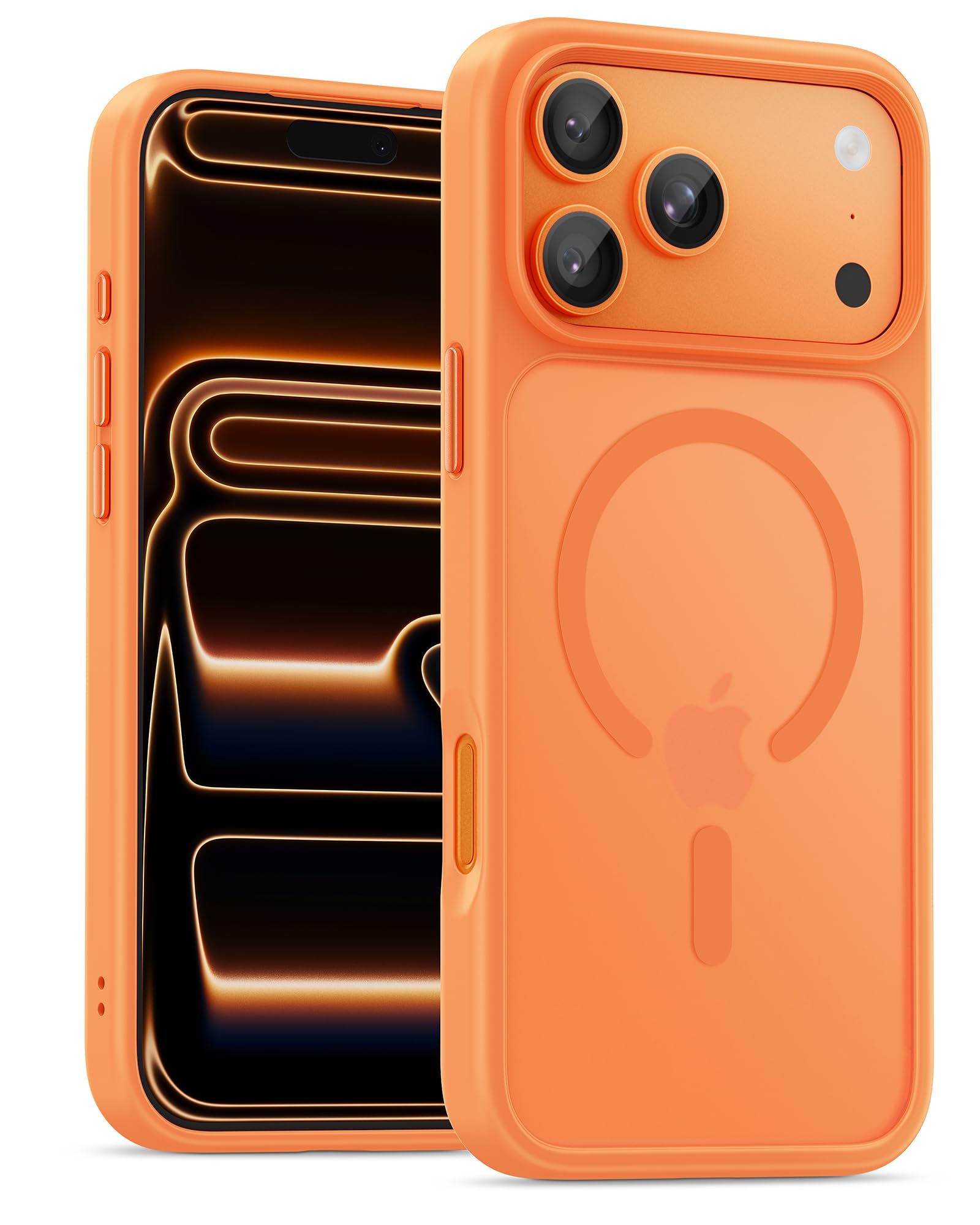 UNBREAKcable für iPhone 17 Pro Hülle für MagSafe, Vollständiger Kameraschutz, Eingebauter Magnetring, Stoßfest Kratzfest Transluzente Matt Handyhülle für iPhone 17 Pro Case 6,3 Zoll, Orange