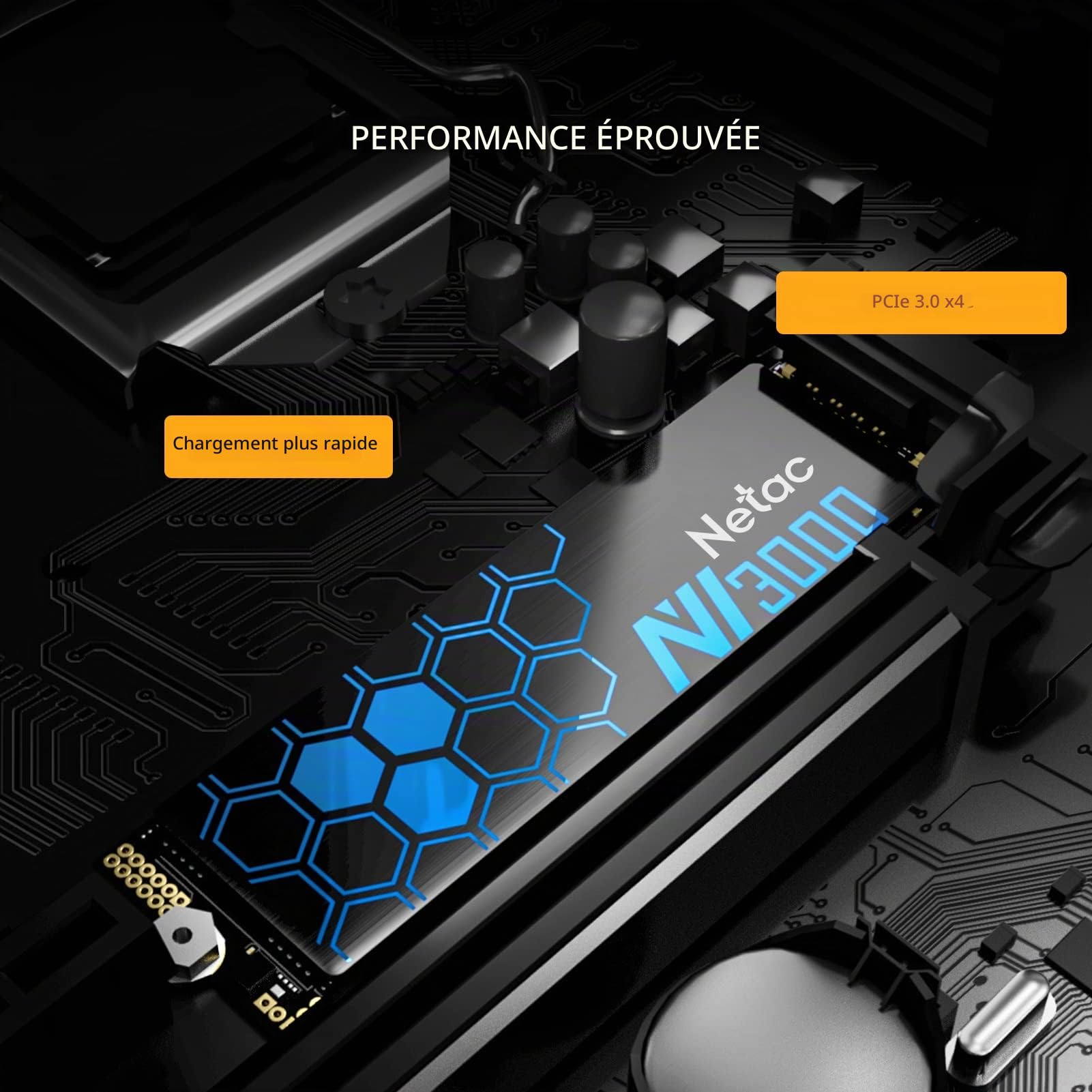 Netac NVMe SSD interne 250 Go M.2 2280 mm PCIe3.0 3D NAND avec dissipateur thermique, jusqu'à 3000/1400 Mo/s, pour PC Gamers, Chargement de jeux, bureau, NV3000
