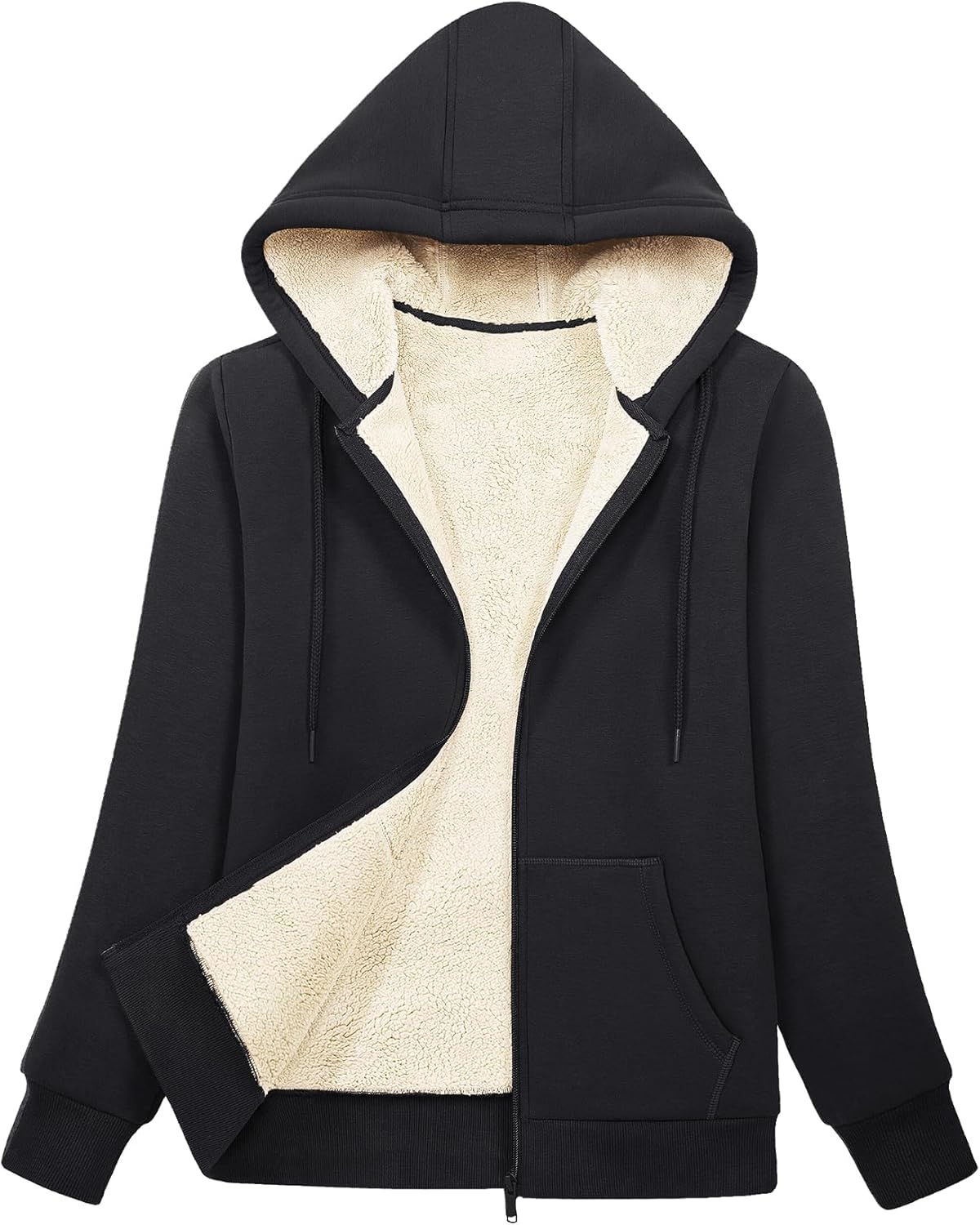 Women Winter Hoodies Zip Up Sherpa Fleece Lined Warm Sweatshirts Jacket with 2 Pockets
