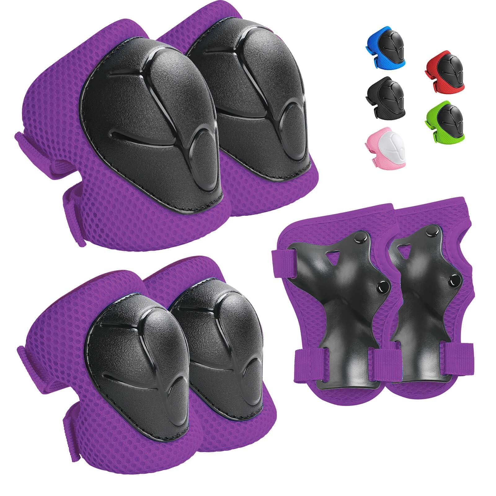 Protective Gear Set, Knee Pads for Kids 3-10 Years Old, Toddler Elbow Pads, Wrist Guards, Skating Cycling Bike Rollerblading Scooter (Purple, Small(3-8years)