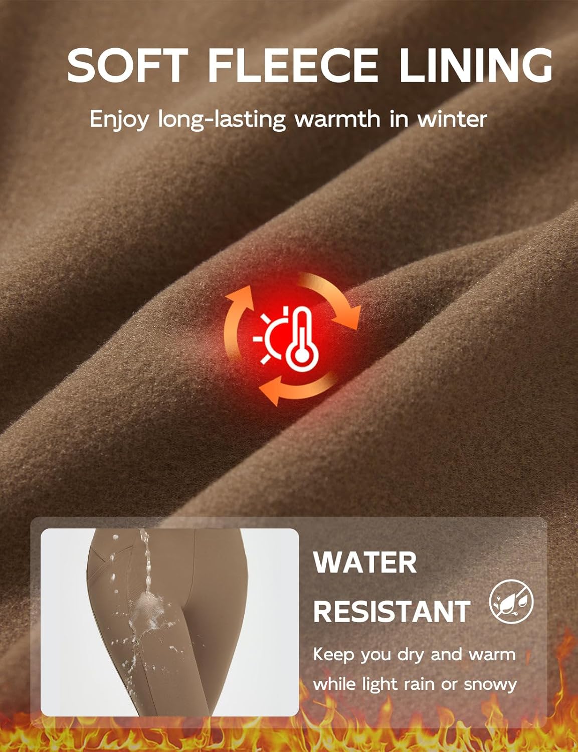 baleaf Women's Fleece Lined Warm Pants Thermal Winter Yoga Pants with Pockets Water Resistant Insulated Bootcut Flare - Image 3