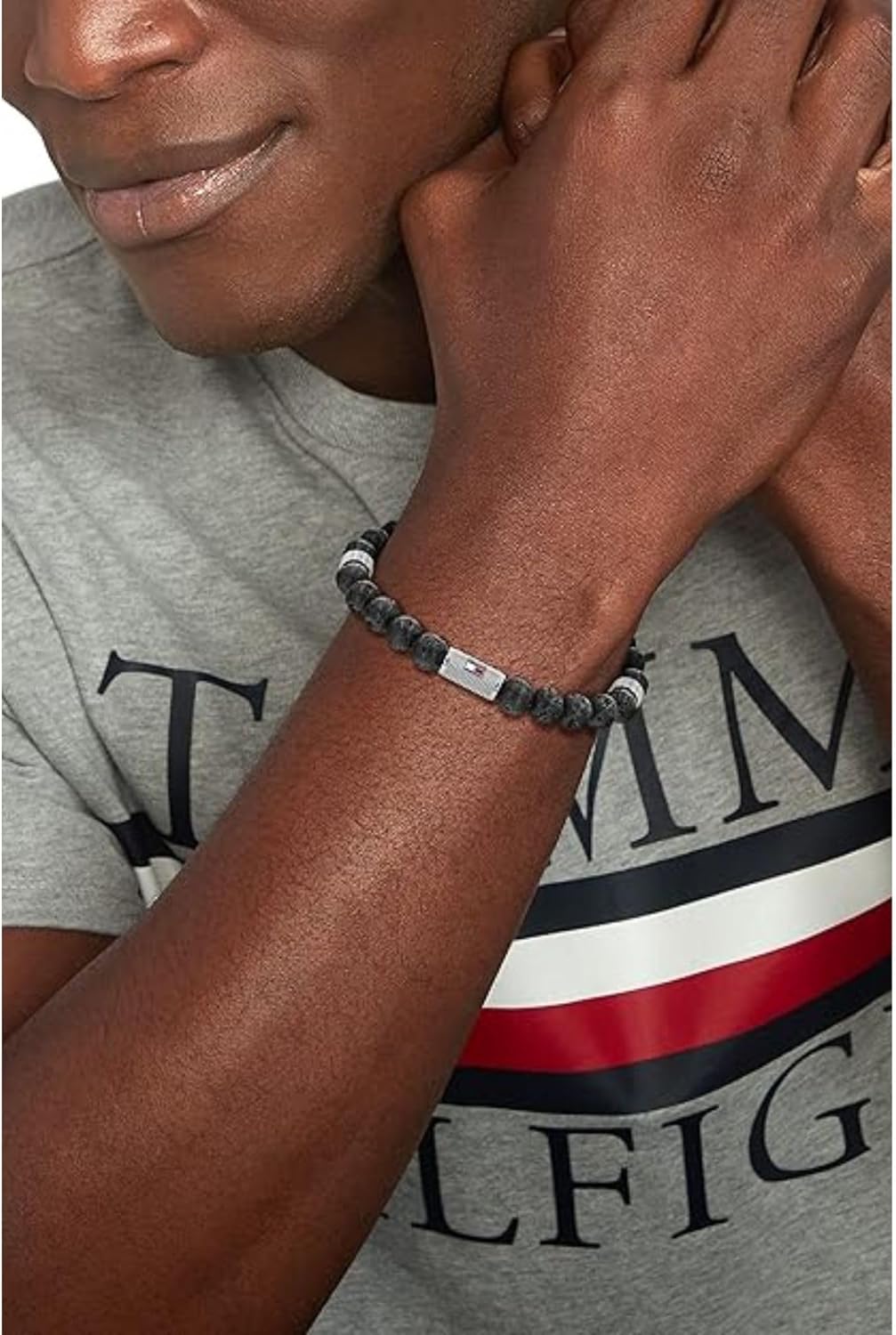 Tommy Hilfiger Men's Jewelry Wood Beaded Bracelet