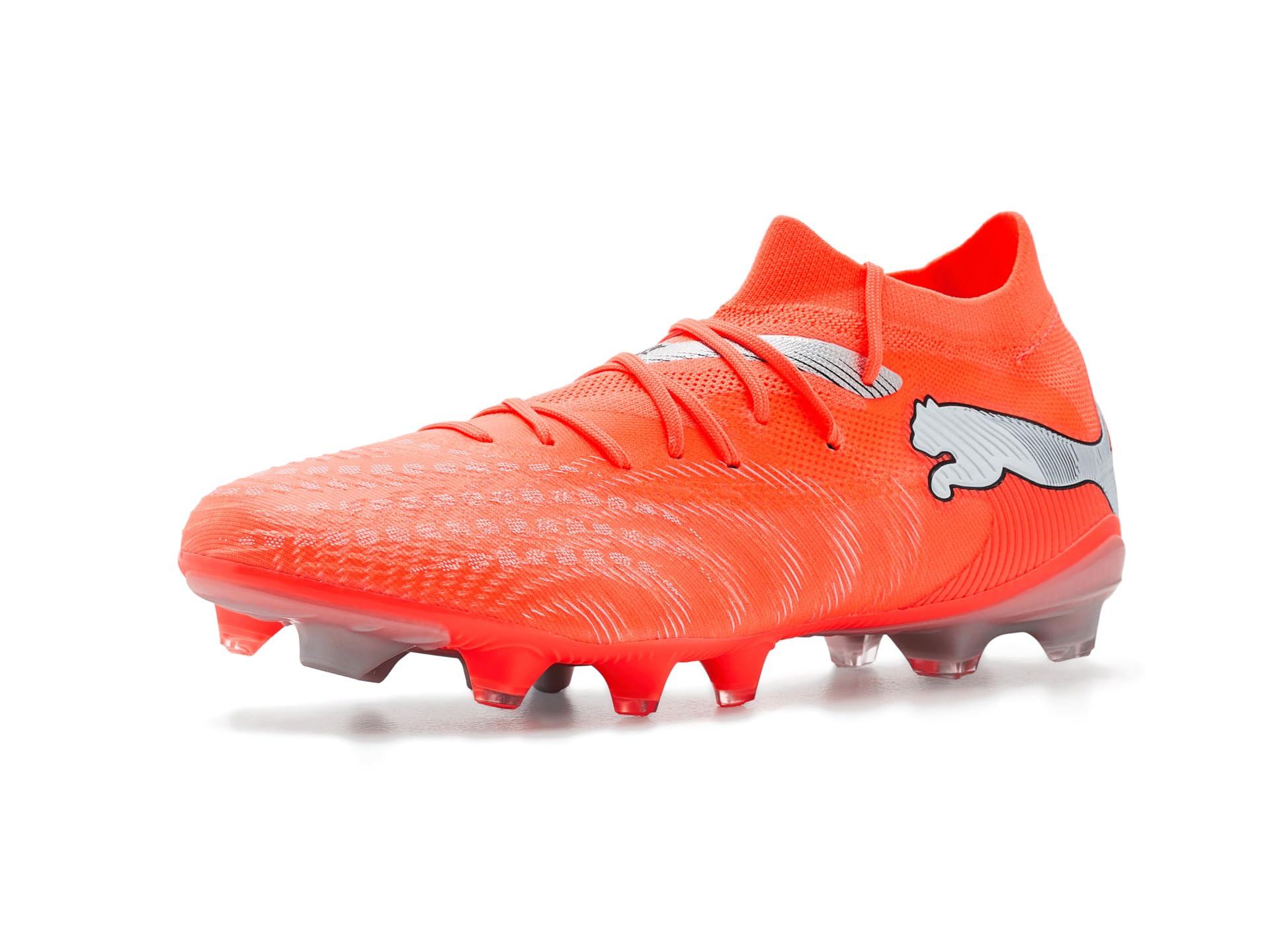 PUMA, Mens, Future 9 Match Firm, Artificial Ground Soccer Cleats, Glowing Red/White/Black/Silver, 10, D - Medium